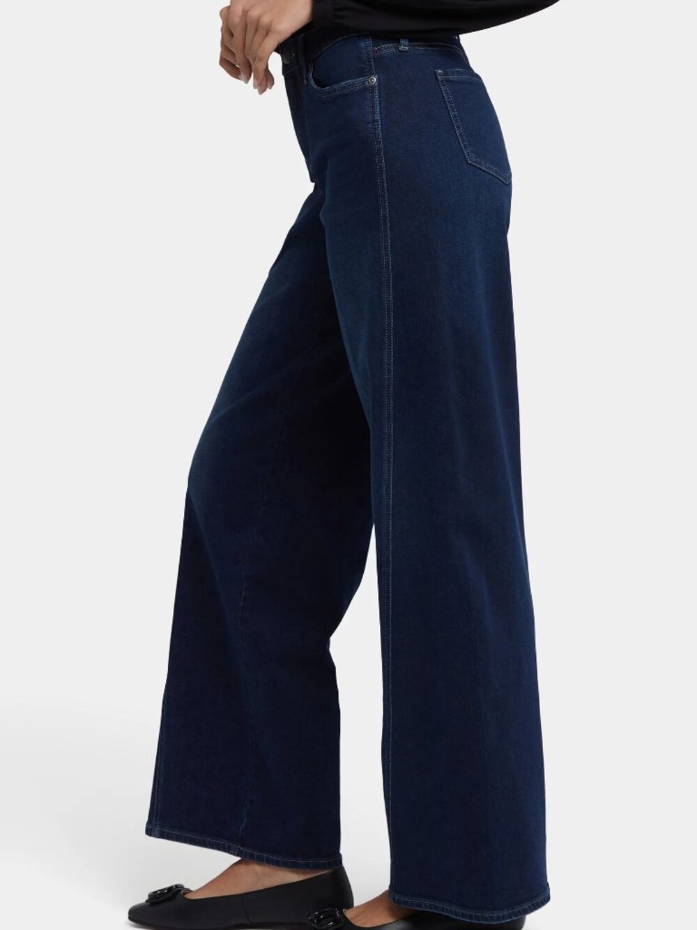 NYDJ Teresa Wide Leg Jean Contour Seams Slimming Womens 8 PETITE Ink Skyline NWT